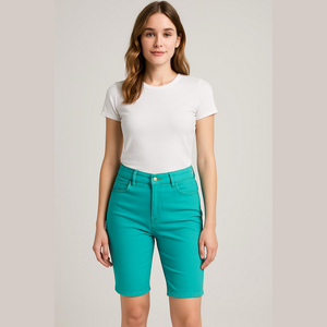 Denim & Co. 14 Stretch knit Denim Bermuda Shorts Turquoise